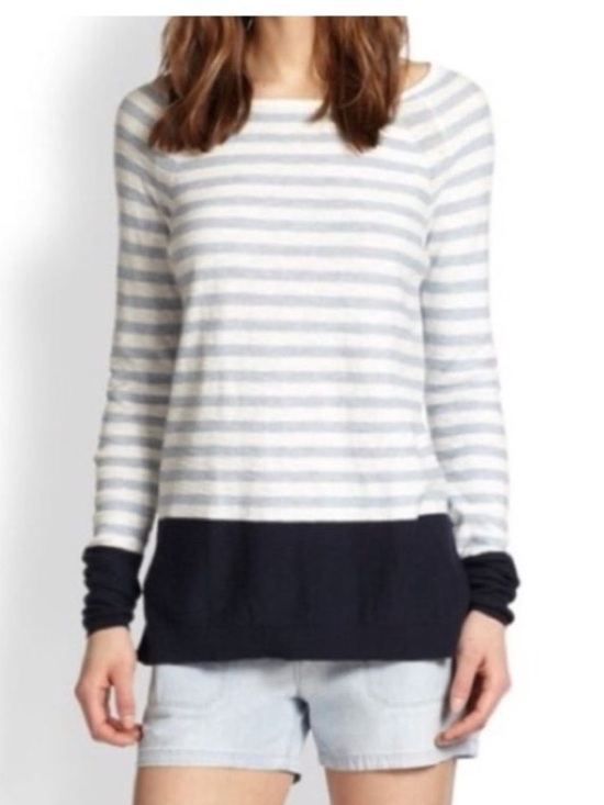 Vince Sweaters - Vince Striped Knit Top in Gray & White cotton Large